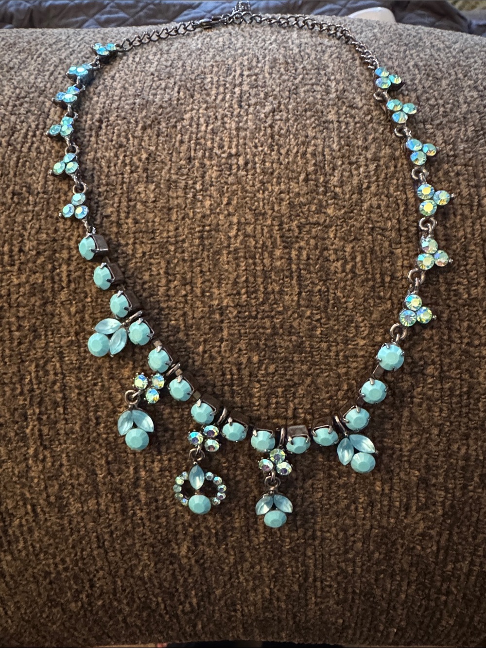 Turquoise Crystal Drop Statement Necklace - Women Jewelry